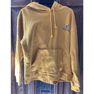 OBEY Logo Pullover Yellow Hooded Sweatshirt Hoodie Women's Size Large Butterfly